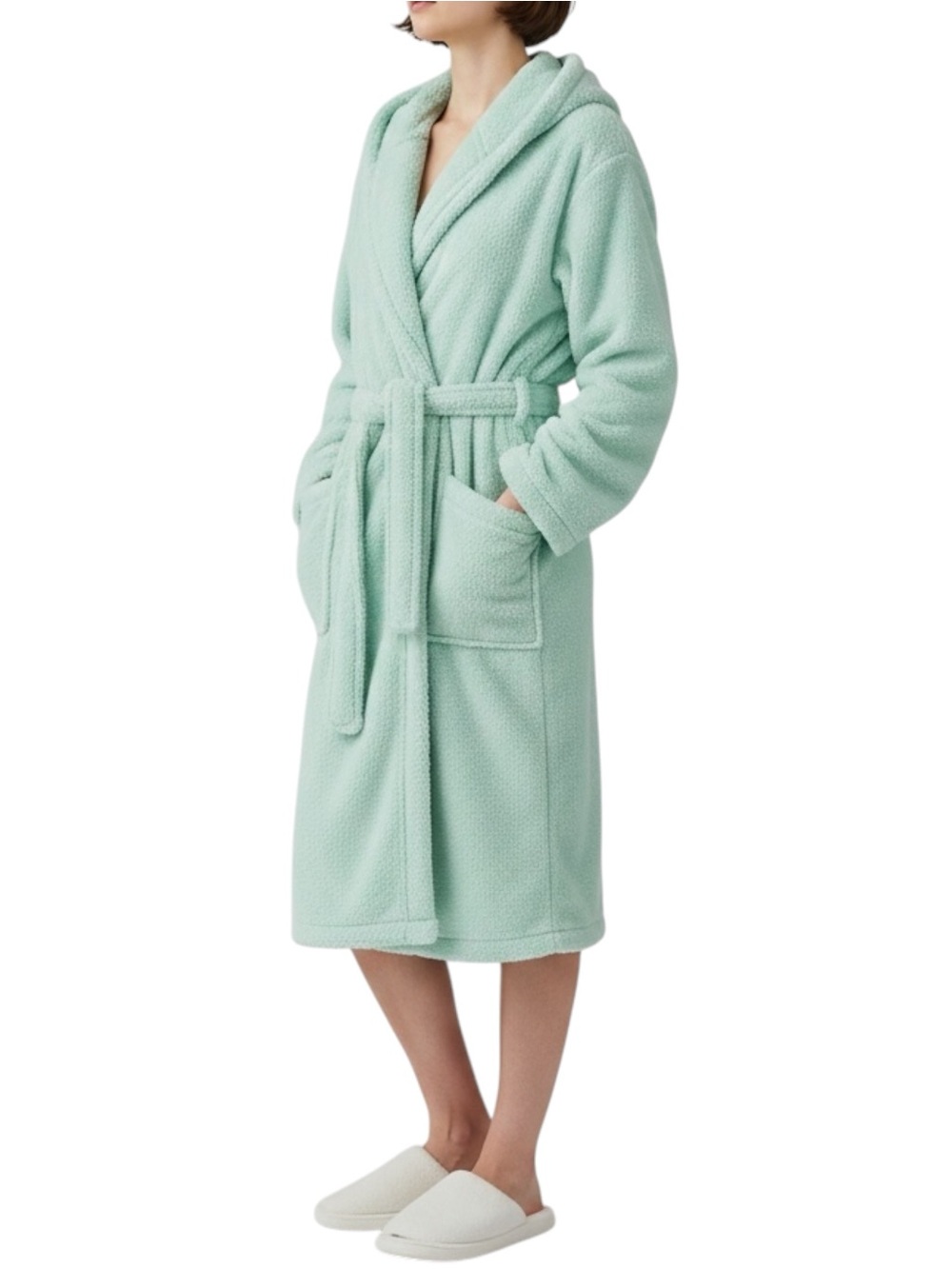 POTTERYBARN TEEN Mint Green Fleece Robe Size XS -- SUPER DUPER CUTE & COMFY!
